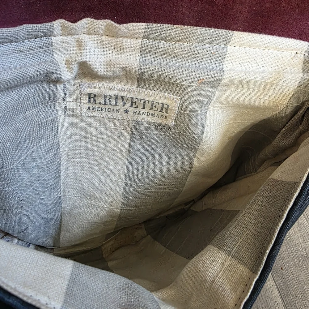 R.Riveter Usa Handmade Leather Canvas Messnger Bag Crossbody Black Designer
